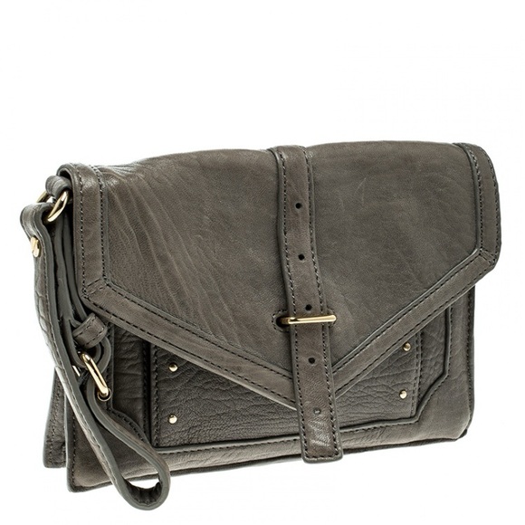 Tory Burch Grey Leather Envelope Clutch